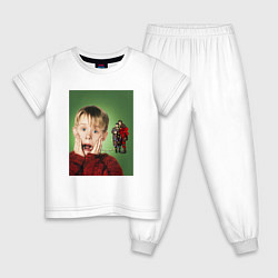 Пижама хлопковая детская Home alone, цвет: белый