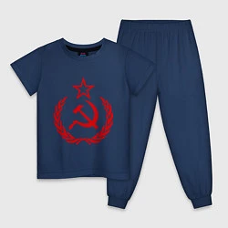 Пижама хлопковая детская СССР герб, цвет: тёмно-синий