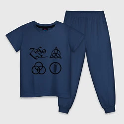 Пижама хлопковая детская Led Zeppelin: symbols, цвет: тёмно-синий