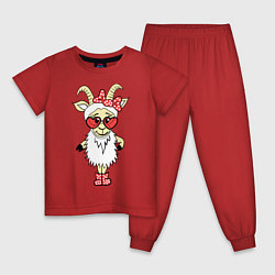 Пижама хлопковая детская Козочка, цвет: красный