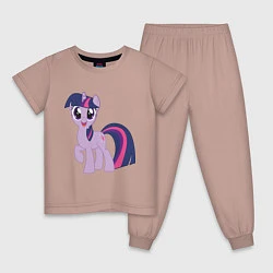 Пижама хлопковая детская Пони Сумеречная Искорка, цвет: пыльно-розовый