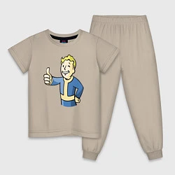 Пижама хлопковая детская Fallout vault boy, цвет: миндальный