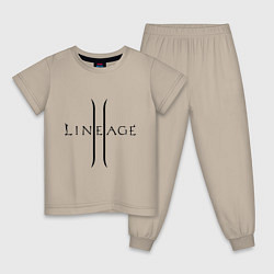 Пижама хлопковая детская Lineage logo, цвет: миндальный