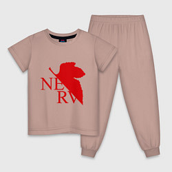 Пижама хлопковая детская Евангелион NERV, цвет: пыльно-розовый