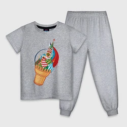 Пижама хлопковая детская Рожок: Кремль, цвет: меланж