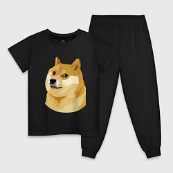 Пижама хлопковая детская Doge, цвет: черный