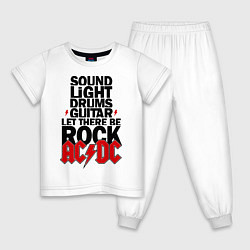 Пижама хлопковая детская AC/DC Rock, цвет: белый