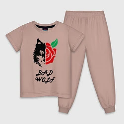 Пижама хлопковая детская Bad Wolf, цвет: пыльно-розовый