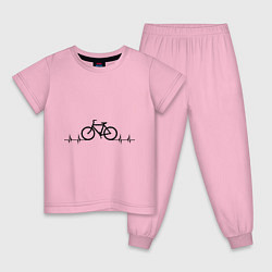 Пижама хлопковая детская Велоспорт, цвет: светло-розовый
