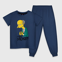 Пижама хлопковая детская Mr. Burns: I get money, цвет: тёмно-синий