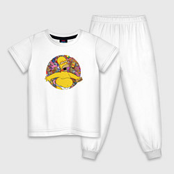 Пижама хлопковая детская Гомер в раю, цвет: белый