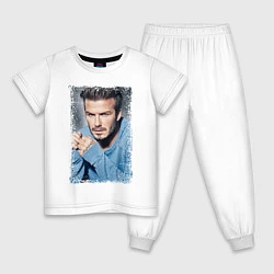 Пижама хлопковая детская David Beckham: Portrait, цвет: белый