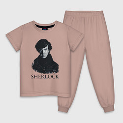 Пижама хлопковая детская Sherlock Art, цвет: пыльно-розовый