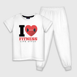 Пижама хлопковая детская I love Fitness, цвет: белый