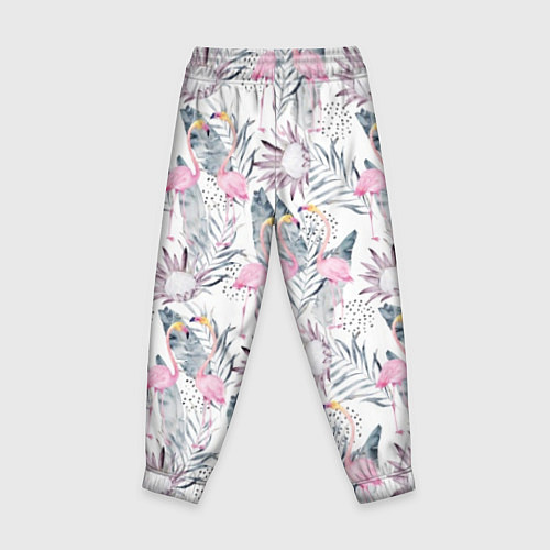Детские брюки Тропические фламинго / 3D-принт – фото 2