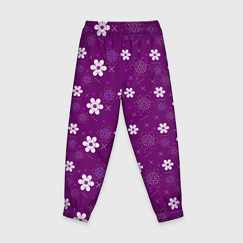 Детские брюки Узор цветы на фиолетовом фоне / 3D-принт – фото 2