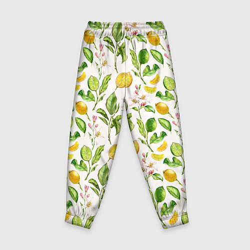Детские брюки Летний узор лимон ветки листья / 3D-принт – фото 2
