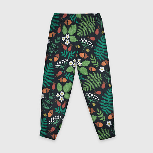 Детские брюки Лесные листочки цветочки / 3D-принт – фото 2