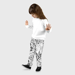 Брюки детские Черно-белый узор Тропики, цвет: 3D-принт — фото 2