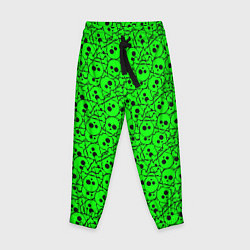 Детские брюки Черепа на кислотно-зеленом фоне