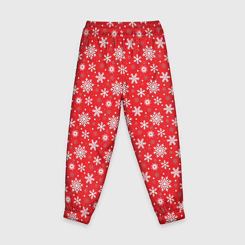 Детские брюки Снежинки красный фон / 3D-принт – фото 2