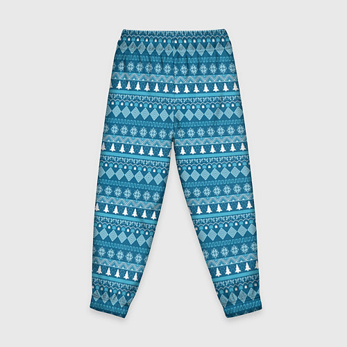 Детские брюки Новогодний узор сине-белого цвета / 3D-принт – фото 2