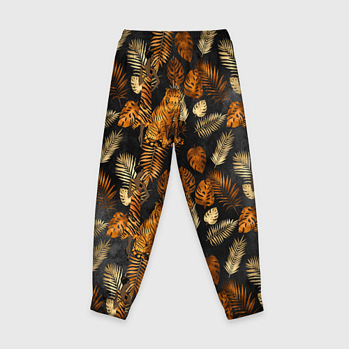 Детские брюки Тигры и листья Тропики / 3D-принт – фото 2