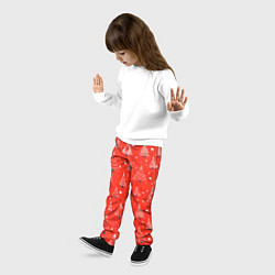 Брюки детские Контур из белых елочек на красном фоне с синим сне, цвет: 3D-принт — фото 2
