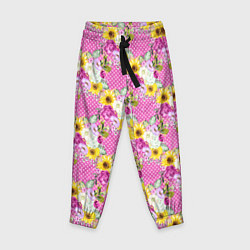 Детские брюки Полевые фиолетовые и желтые цветочки