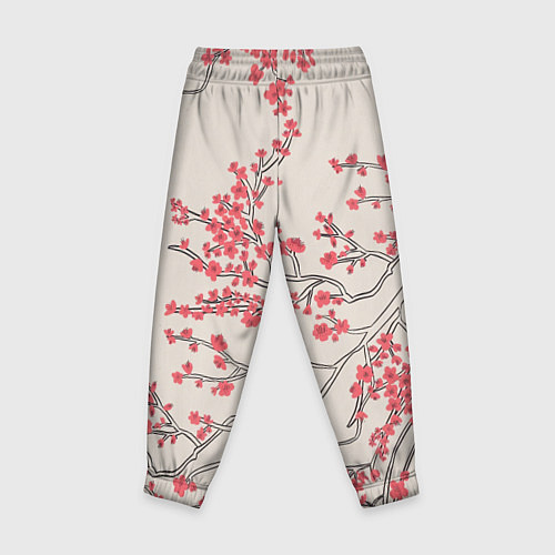 Детские брюки Красные цветы на ветках / 3D-принт – фото 2