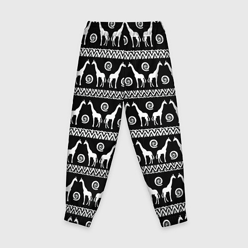 Детские брюки Черно-белые Жирафы / 3D-принт – фото 2