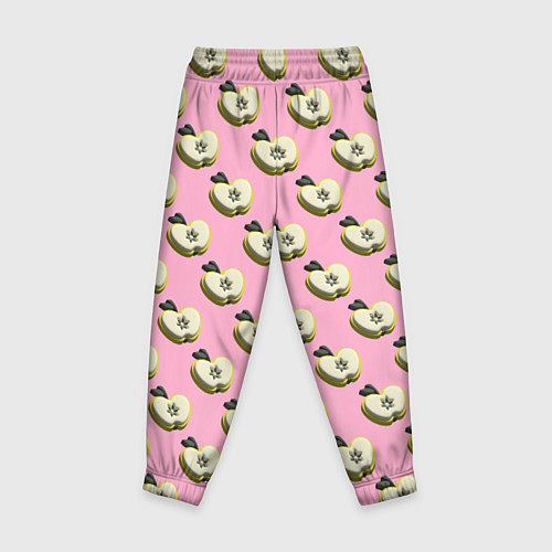 Детские брюки Яблочные дольки на розовом фоне с эффектом 3D / 3D-принт – фото 2