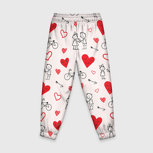 Детские брюки Романтические сердечки / 3D-принт – фото 2