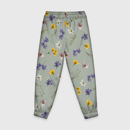 Детские брюки Простой цветочный принт на зеленом фоне / 3D-принт – фото 2