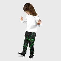 Брюки детские Абстракция - Черно-зеленый фон - дым, цвет: 3D-принт — фото 2
