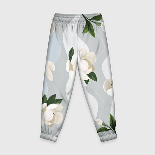 Детские брюки Цветы Белые С Полосами / 3D-принт – фото 2