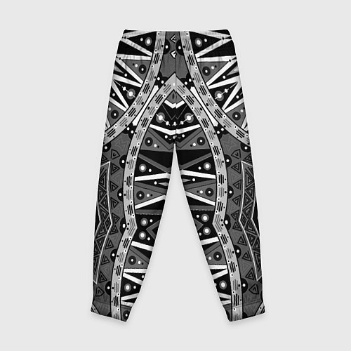 Детские брюки Черно-белый этнический орнамент / 3D-принт – фото 2