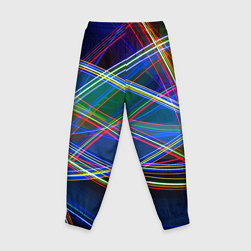 Детские брюки Разноцветные неоновые линии Абстракция Multicolore / 3D-принт – фото 2