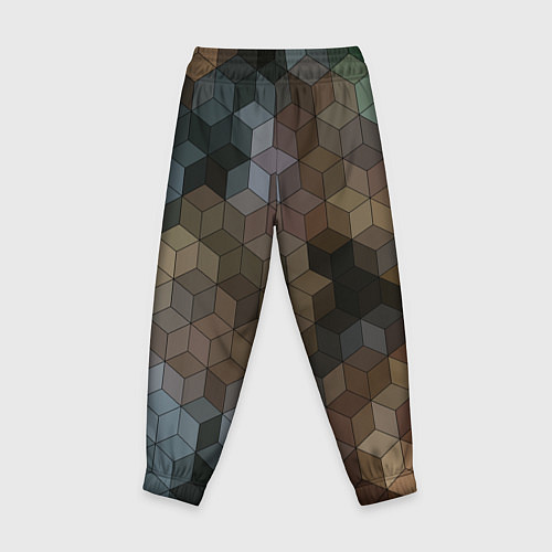 Детские брюки Геометрический 3D узор в серых и коричневых тонах / 3D-принт – фото 2