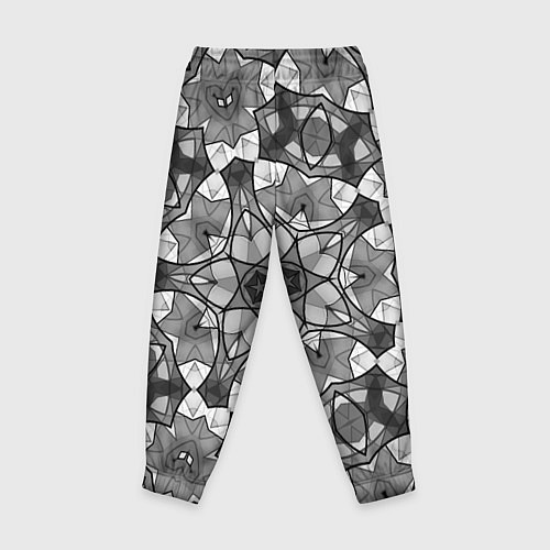 Детские брюки Черно-белый геометрический мозаичный узор / 3D-принт – фото 2