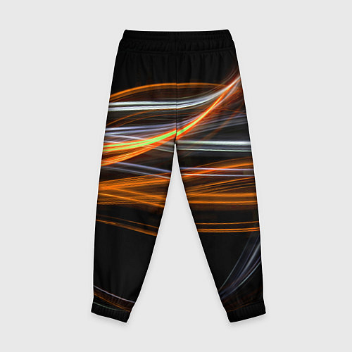 Детские брюки Волнообразные линии неона - Оранжевый / 3D-принт – фото 2
