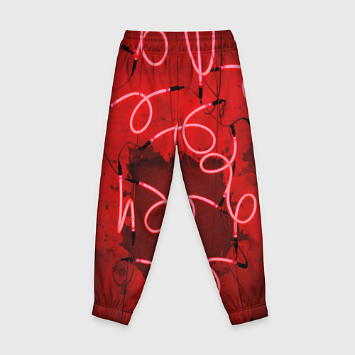Детские брюки Неоновые закрученные фонари - Красный / 3D-принт – фото 2