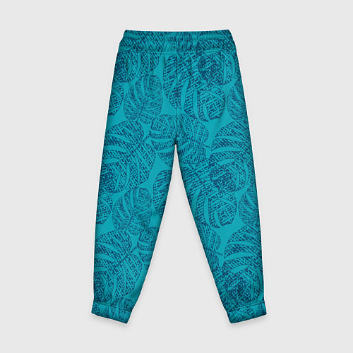 Детские брюки Синие листья монстеры на голубом / 3D-принт – фото 2