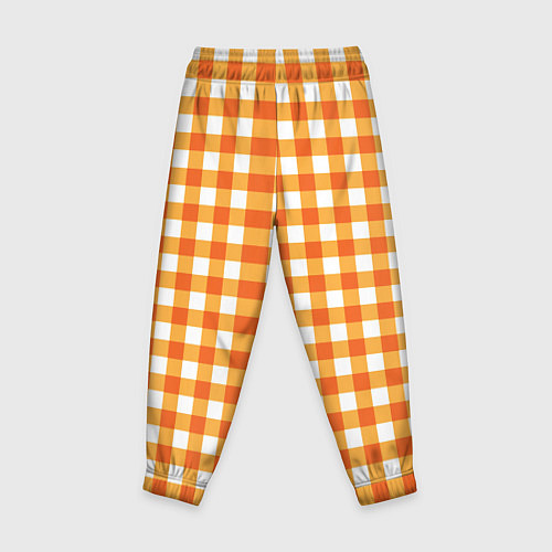 Детские брюки Бело-оранжевые квадратики / 3D-принт – фото 2