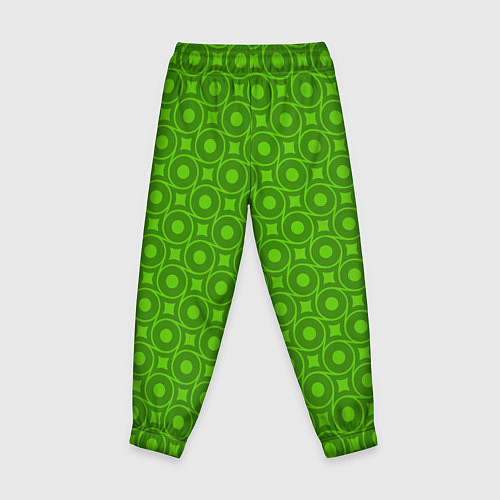 Детские брюки Зеленые круги и ромбы / 3D-принт – фото 2