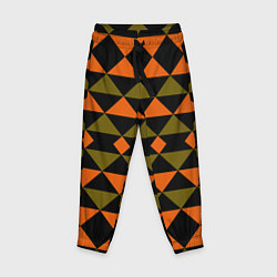 Детские брюки Геометрический узор черно-оранжевые фигуры