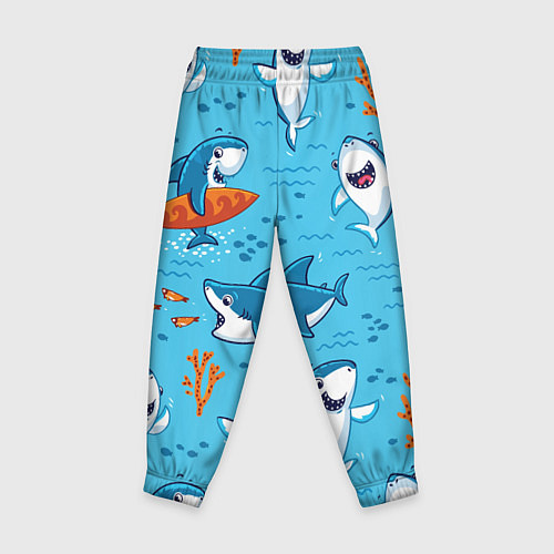 Детские брюки Прикольные акулята - паттерн / 3D-принт – фото 2