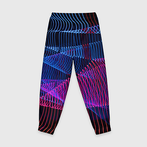 Детские брюки Неоновые электронные волнообразные линии / 3D-принт – фото 2