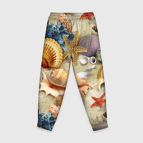 Детские брюки Морские раковины, кораллы, морские звёзды на песке / 3D-принт – фото 2