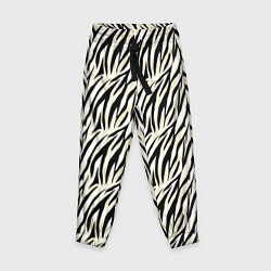 Детские брюки Тигровый полосатый узор-черные, бежевые полосы на